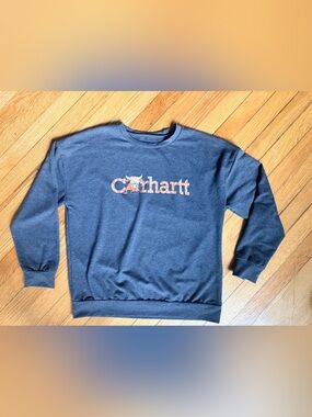Carhartt Dark Gray Crewneck Sweatshirt with Brown Bull Logo